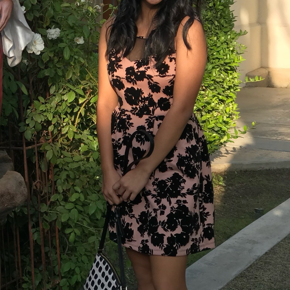 Pink/Black Floral Dress